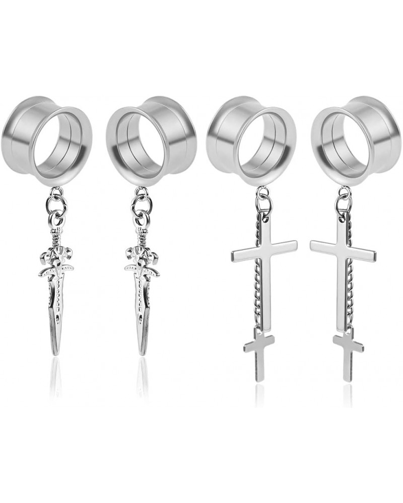 2 Pair Ear Gauges Cool Design Hypoallergenic 316 Stainless Steel Dangle Ear Plugs Tunnels Stretcher Piercing Body Jewelry 19m...