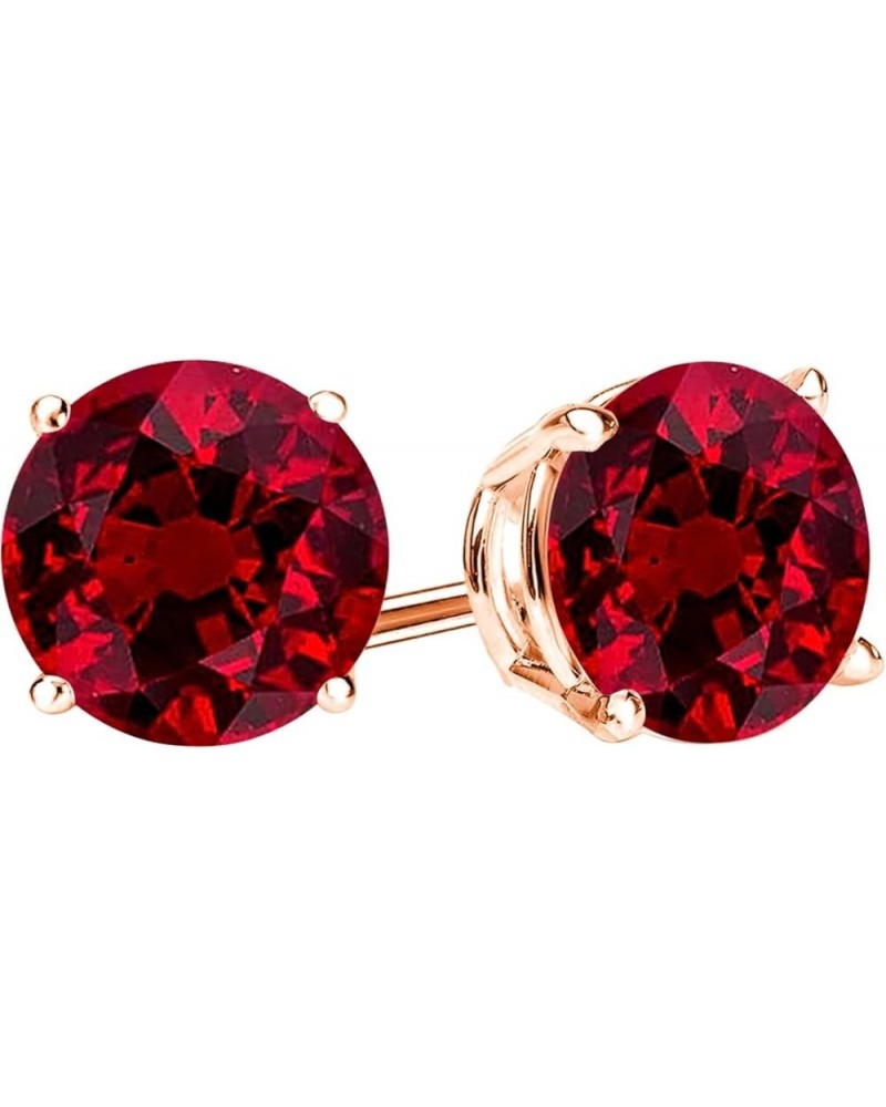 1/2-10 Carat Total Weight Natural Ruby Stud Earrings 4 Prong Push Back 0.5 Carat 14K Rose Gold $1.00 Earrings