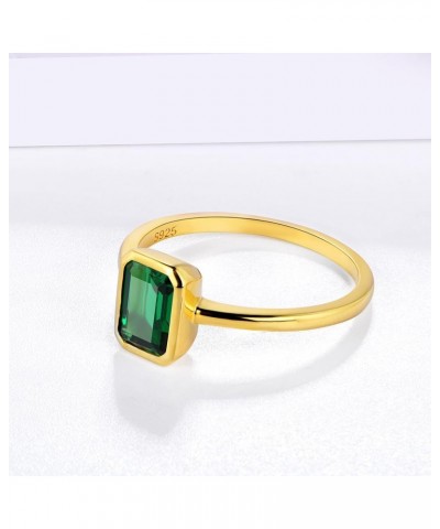 0.70 Cttw Lab-Grown Emerald Solitaire Ring Emerald Cut Bezel setting 14K Yellow Gold Over Silver Comes With Gift Box $36.96 R...