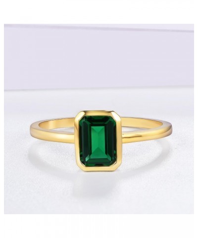 0.70 Cttw Lab-Grown Emerald Solitaire Ring Emerald Cut Bezel setting 14K Yellow Gold Over Silver Comes With Gift Box $36.96 R...