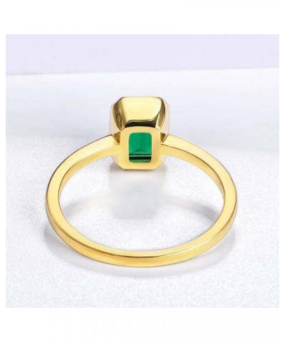 0.70 Cttw Lab-Grown Emerald Solitaire Ring Emerald Cut Bezel setting 14K Yellow Gold Over Silver Comes With Gift Box $36.96 R...