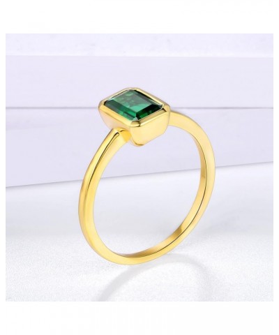 0.70 Cttw Lab-Grown Emerald Solitaire Ring Emerald Cut Bezel setting 14K Yellow Gold Over Silver Comes With Gift Box $36.96 R...