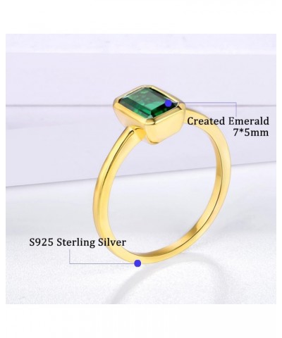 0.70 Cttw Lab-Grown Emerald Solitaire Ring Emerald Cut Bezel setting 14K Yellow Gold Over Silver Comes With Gift Box $36.96 R...