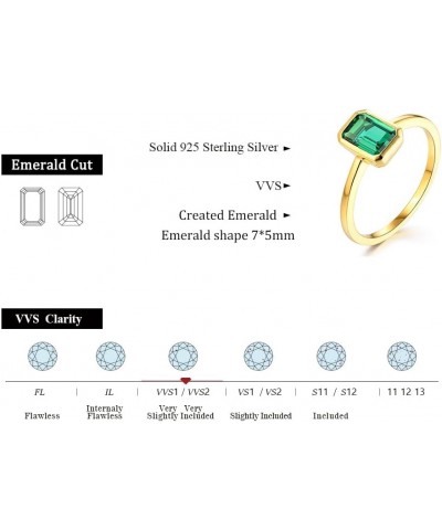 0.70 Cttw Lab-Grown Emerald Solitaire Ring Emerald Cut Bezel setting 14K Yellow Gold Over Silver Comes With Gift Box $36.96 R...