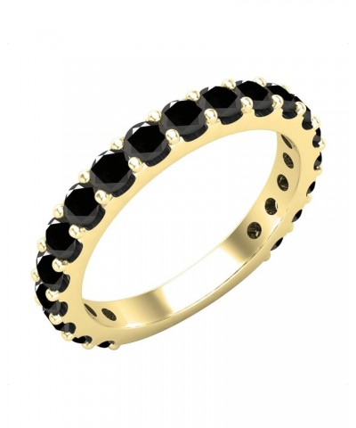 2.5 mm Round Gemstone Ladies Anniversary Eternity Stackable Wedding Band, 10K Yellow Gold Black Diamond $160.83 Bracelets