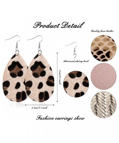 16 Pairs Faux Leather Earrings Set for Women Bulk Christmas Teardrop Dangle Earrings Leopard Animal Print Buffalo Plaid Earri...