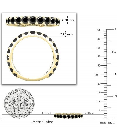 2.5 mm Round Gemstone Ladies Anniversary Eternity Stackable Wedding Band, 10K Yellow Gold Black Diamond $160.83 Bracelets