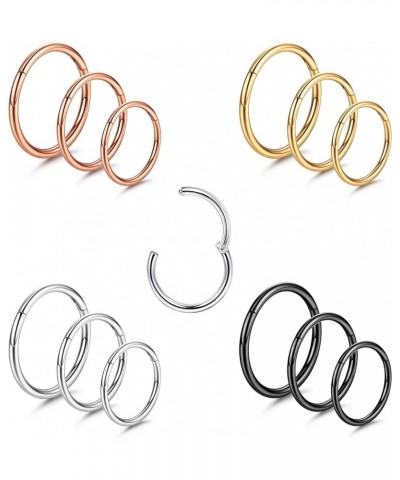 18G Nose Hoop, Nose Rings, Hoop Nose Rings, Septum Rings, Hinged Nose Rings Hoop for Women Men, Helix Cartilage Daith Tragus ...