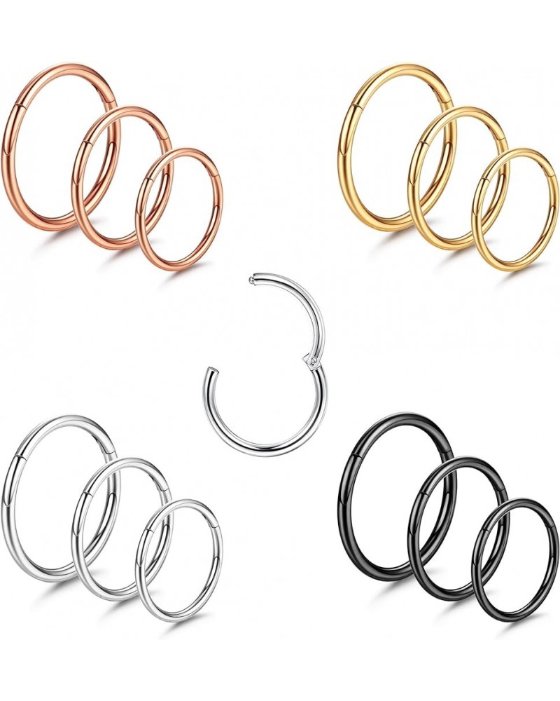 18G Nose Hoop, Nose Rings, Hoop Nose Rings, Septum Rings, Hinged Nose Rings Hoop for Women Men, Helix Cartilage Daith Tragus ...