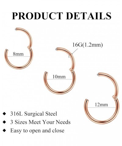 18G Nose Hoop, Nose Rings, Hoop Nose Rings, Septum Rings, Hinged Nose Rings Hoop for Women Men, Helix Cartilage Daith Tragus ...