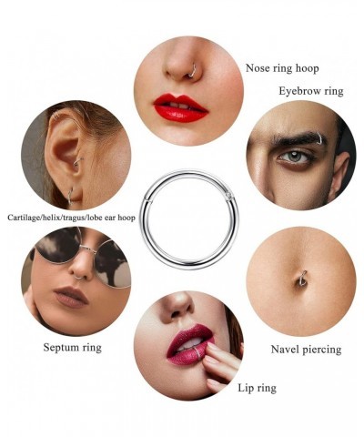 18G Nose Hoop, Nose Rings, Hoop Nose Rings, Septum Rings, Hinged Nose Rings Hoop for Women Men, Helix Cartilage Daith Tragus ...