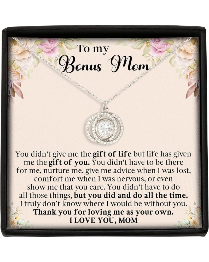 To My Bonus Mom Necklace, Jewelry 925 Sterling Silver, Gift for Mom Mother's Day Birthday from Daughter, Son, Necklace Gift F...