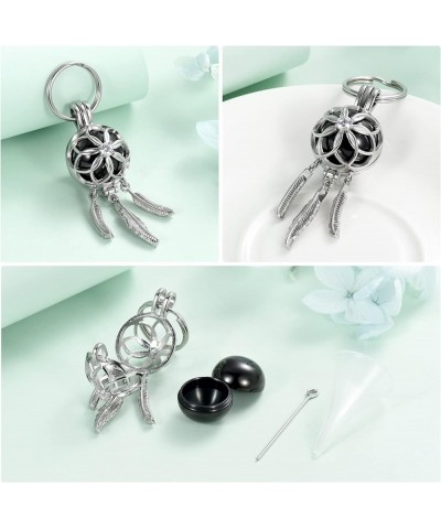 Cremation Jewelry Dream Catcher Urn Keychain for Ashes for Women Men Memorial Angel Wing Human Pet Ashes Pendant Black $14.32...