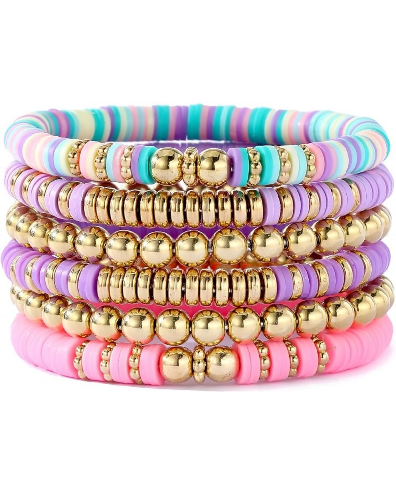 Beaded Bracelets for Women Trendy Stacks Boho Bead Bracelet Pack Friendship Jewelry Set10-Purple&Gold $7.27 Bracelets