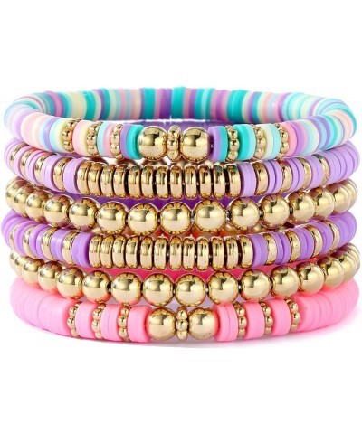 Beaded Bracelets for Women Trendy Stacks Boho Bead Bracelet Pack Friendship Jewelry Set10-Purple&Gold $7.27 Bracelets