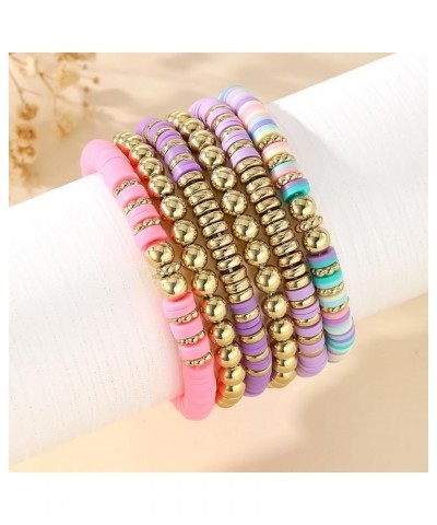 Beaded Bracelets for Women Trendy Stacks Boho Bead Bracelet Pack Friendship Jewelry Set10-Purple&Gold $7.27 Bracelets