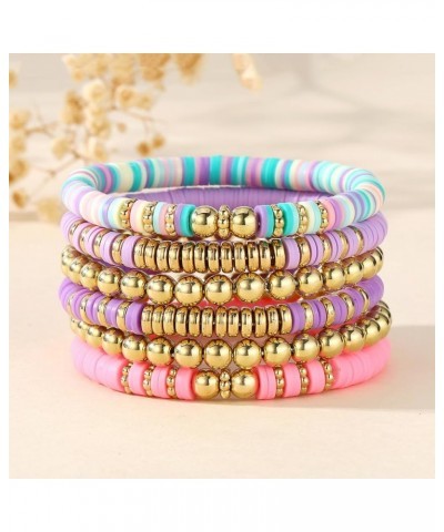 Beaded Bracelets for Women Trendy Stacks Boho Bead Bracelet Pack Friendship Jewelry Set10-Purple&Gold $7.27 Bracelets