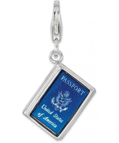 925 Sterling Silver Enameled 3D Passport Lobster Clasp Charm $20.05 Bracelets