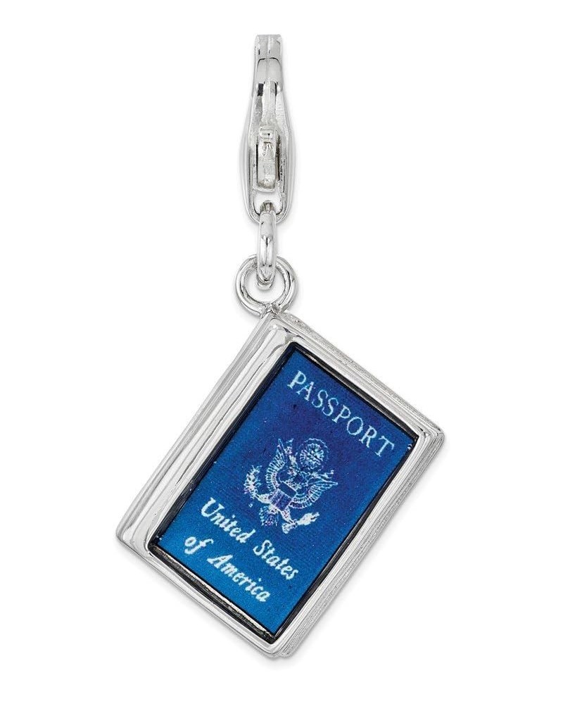 925 Sterling Silver Enameled 3D Passport Lobster Clasp Charm $20.05 Bracelets