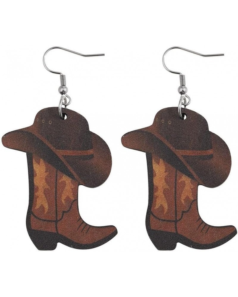 Double-Sided Wooden Cowgirl Earrings,Western Cowgirl Cowboy Boots Earrings,Cow Print Leather Animal Print Earrings,Vintage Bo...