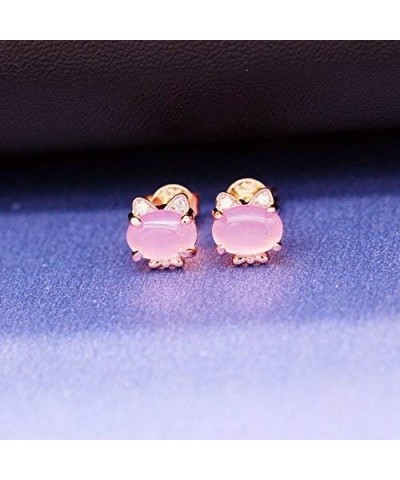 Cute Pink Cat Studs Earrings and Pendant Necklace Birthday Gifts for Teen Girls Jewelry set $8.39 Jewelry Sets