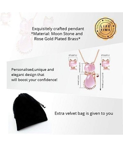 Cute Pink Cat Studs Earrings and Pendant Necklace Birthday Gifts for Teen Girls Jewelry set $8.39 Jewelry Sets