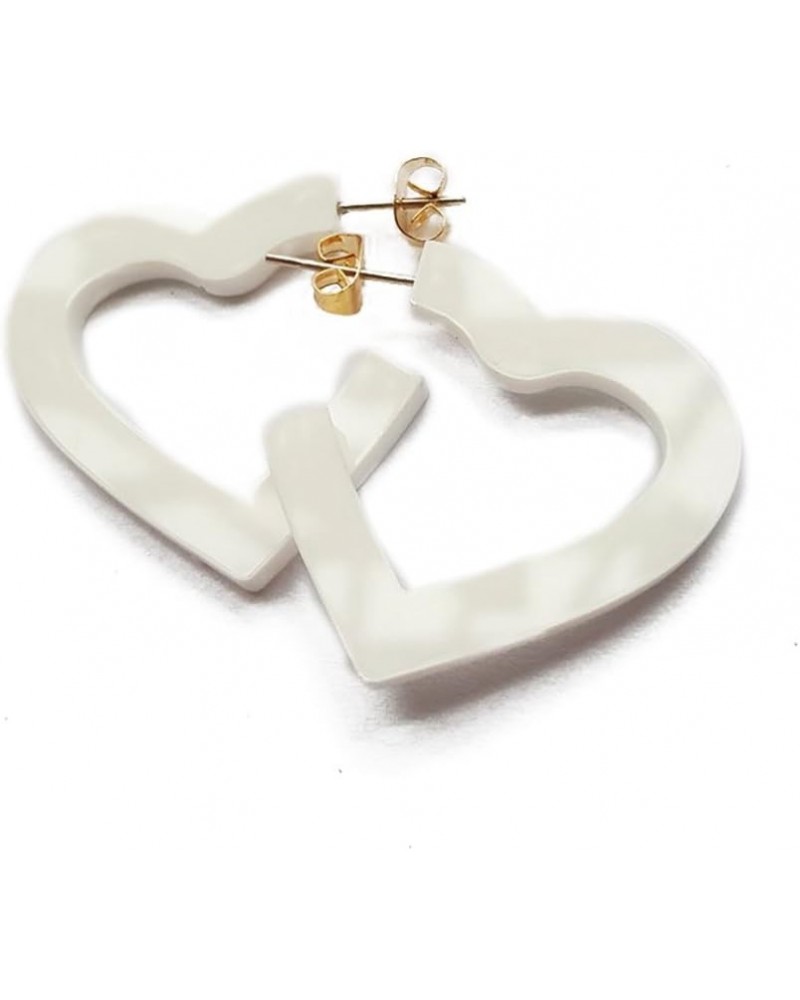 Transparent Acrylic Heart Shape Candy Color Women's Charm Earring 3cm,1.18" White $8.25 Earrings