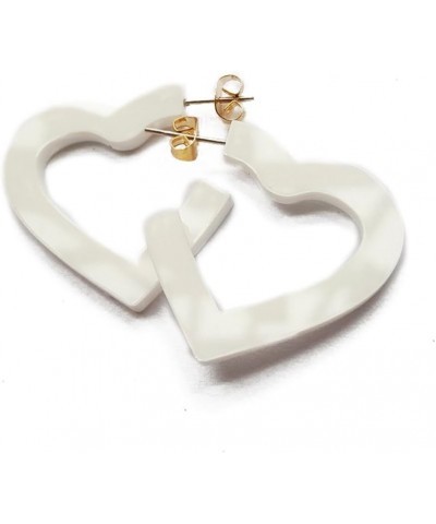 Transparent Acrylic Heart Shape Candy Color Women's Charm Earring 3cm,1.18" White $8.25 Earrings