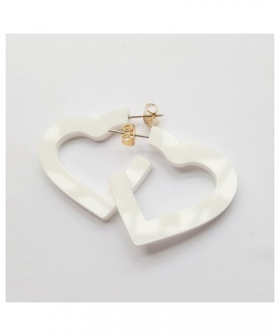 Transparent Acrylic Heart Shape Candy Color Women's Charm Earring 3cm,1.18" White $8.25 Earrings