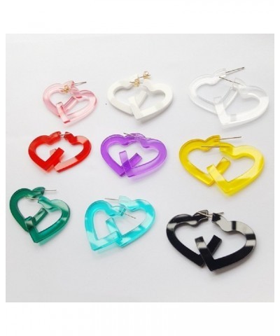 Transparent Acrylic Heart Shape Candy Color Women's Charm Earring 3cm,1.18" White $8.25 Earrings