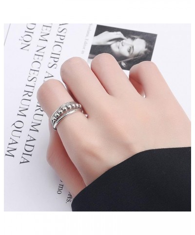 925 Sterling Silver Anti Anxiety Ring for Women Men Anxiety Relief Ring with Beads Spinning Rings for Anxiety Fidget Spinner ...