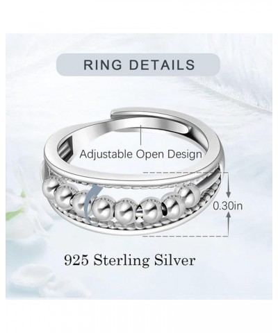 925 Sterling Silver Anti Anxiety Ring for Women Men Anxiety Relief Ring with Beads Spinning Rings for Anxiety Fidget Spinner ...