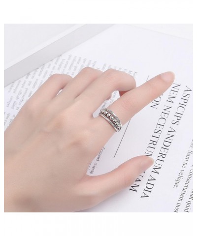 925 Sterling Silver Anti Anxiety Ring for Women Men Anxiety Relief Ring with Beads Spinning Rings for Anxiety Fidget Spinner ...