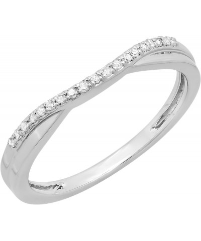 0.11 Carat (ctw) 10K Gold Round Cut White Topaz Ladies Anniversary Wedding Guard Contour Band 6 White Gold $92.47 Rings