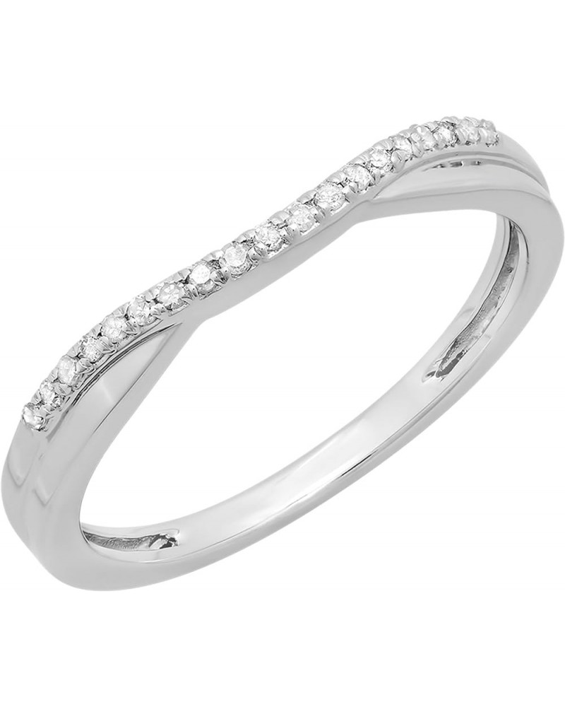 0.11 Carat (ctw) 10K Gold Round Cut White Topaz Ladies Anniversary Wedding Guard Contour Band 6 White Gold $92.47 Rings