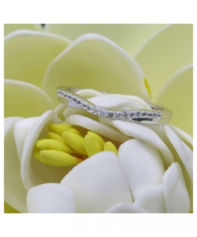 0.11 Carat (ctw) 10K Gold Round Cut White Topaz Ladies Anniversary Wedding Guard Contour Band 6 White Gold $92.47 Rings