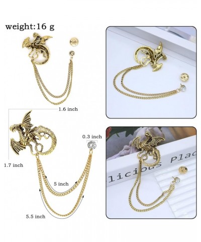 Gold Silver Plated Chain Rose Flower Violin Five-pointed Star Brooches Collar Pins Crystal With Hanging Chain Suit Shirt Lape...