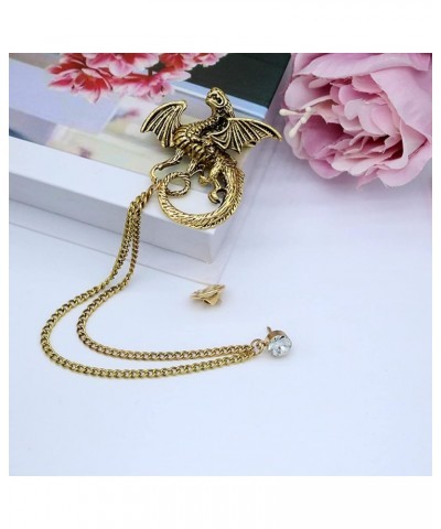 Gold Silver Plated Chain Rose Flower Violin Five-pointed Star Brooches Collar Pins Crystal With Hanging Chain Suit Shirt Lape...