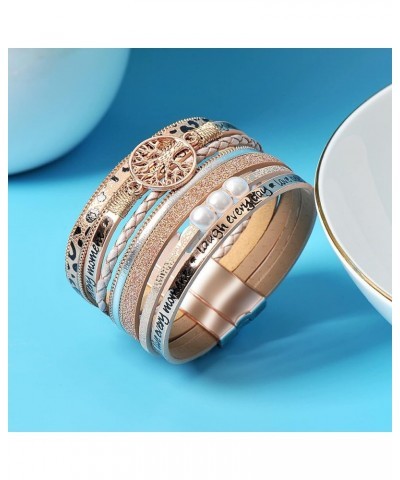 Bracelets for Women Teen Girls Boho Jewelry Leather Cuff Bangel Bracelet Christmas Gifts Rose Gold $11.00 Bracelets