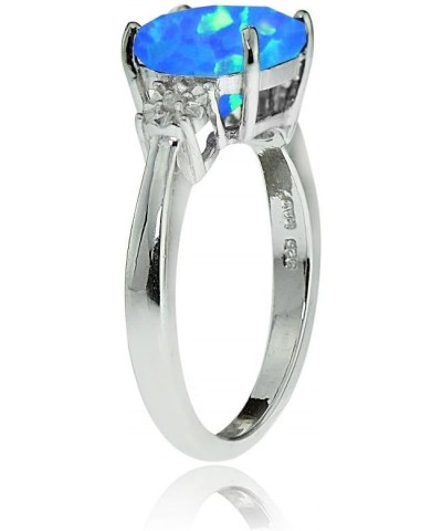 Sterling Silver Created Blue Opal and Cushion-cut Ring $24.74 Rings