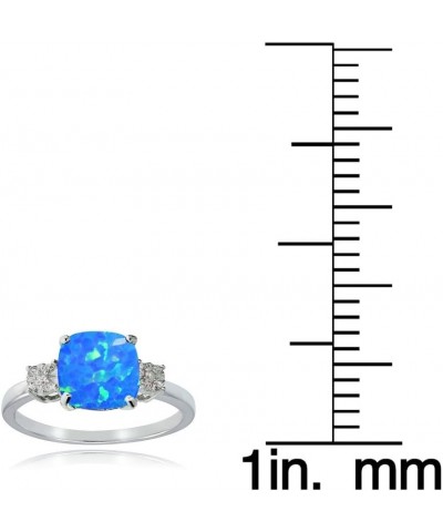 Sterling Silver Created Blue Opal and Cushion-cut Ring $24.74 Rings