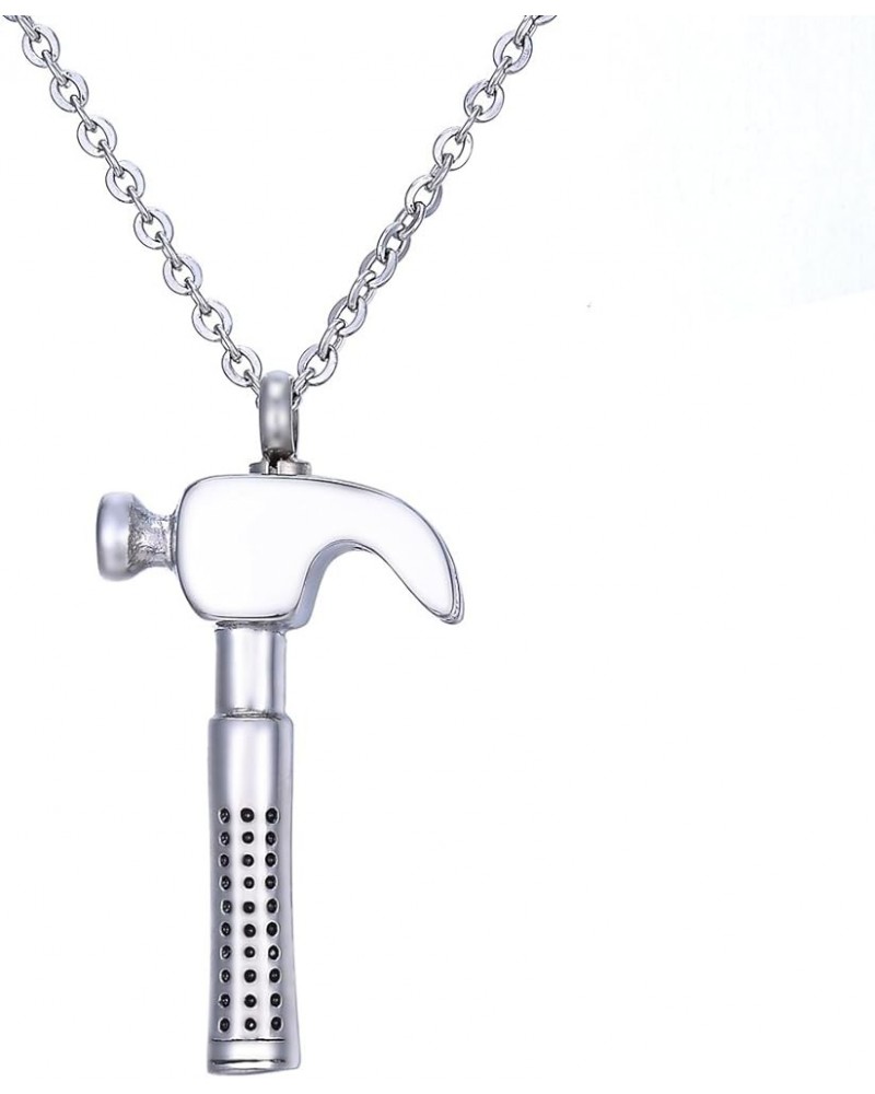 Cremation Jewelry Hammer Pendant Necklace with 22" Chain + Velvet Gift Box + Funnel Kit Silver tone $10.00 Necklaces