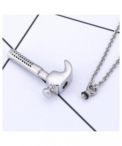 Cremation Jewelry Hammer Pendant Necklace with 22" Chain + Velvet Gift Box + Funnel Kit Silver tone $10.00 Necklaces