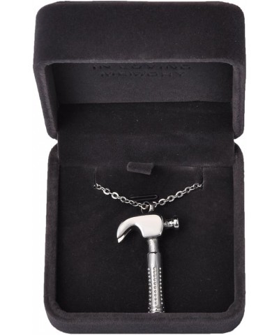 Cremation Jewelry Hammer Pendant Necklace with 22" Chain + Velvet Gift Box + Funnel Kit Silver tone $10.00 Necklaces