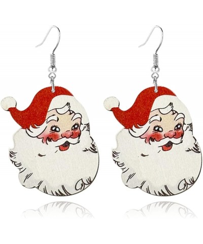 Christmas Wooden Dangle Earrings Cute Christmas tree Santa Claus Snowman Earrings for Women Xmas Earrings Christmas Jewelry S...