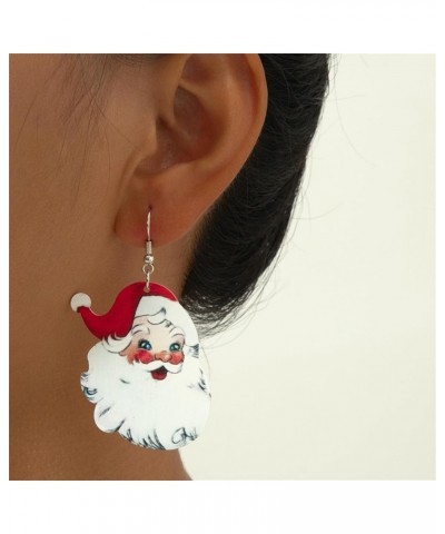 Christmas Wooden Dangle Earrings Cute Christmas tree Santa Claus Snowman Earrings for Women Xmas Earrings Christmas Jewelry S...