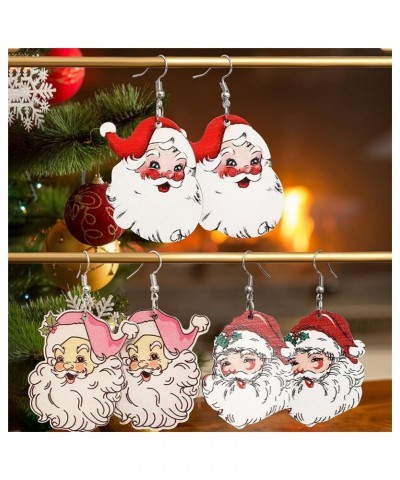 Christmas Wooden Dangle Earrings Cute Christmas tree Santa Claus Snowman Earrings for Women Xmas Earrings Christmas Jewelry S...