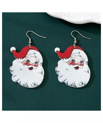 Christmas Wooden Dangle Earrings Cute Christmas tree Santa Claus Snowman Earrings for Women Xmas Earrings Christmas Jewelry S...