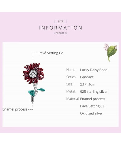 Flower Charms Sterling Silver Purple Pansies,Fresh Lotus, Daisy Sunflower Charms fit Pandora Charms Bracelet Necklaces Pendan...