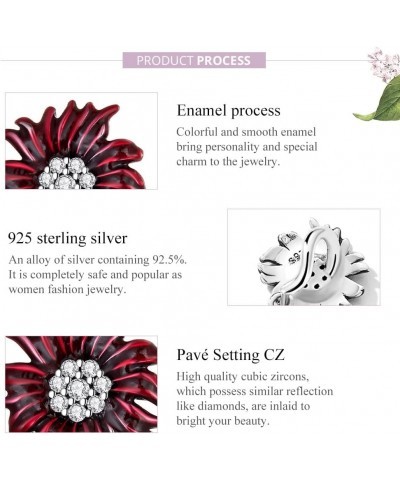 Flower Charms Sterling Silver Purple Pansies,Fresh Lotus, Daisy Sunflower Charms fit Pandora Charms Bracelet Necklaces Pendan...